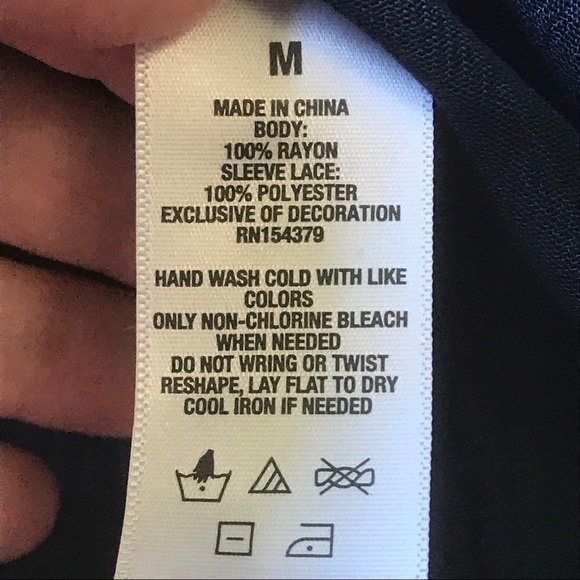 Aeropostale Blouse | Crocheted Bodice | Lace Flutter Cap Sleeves | Navy Blue - Picture 7 of 7